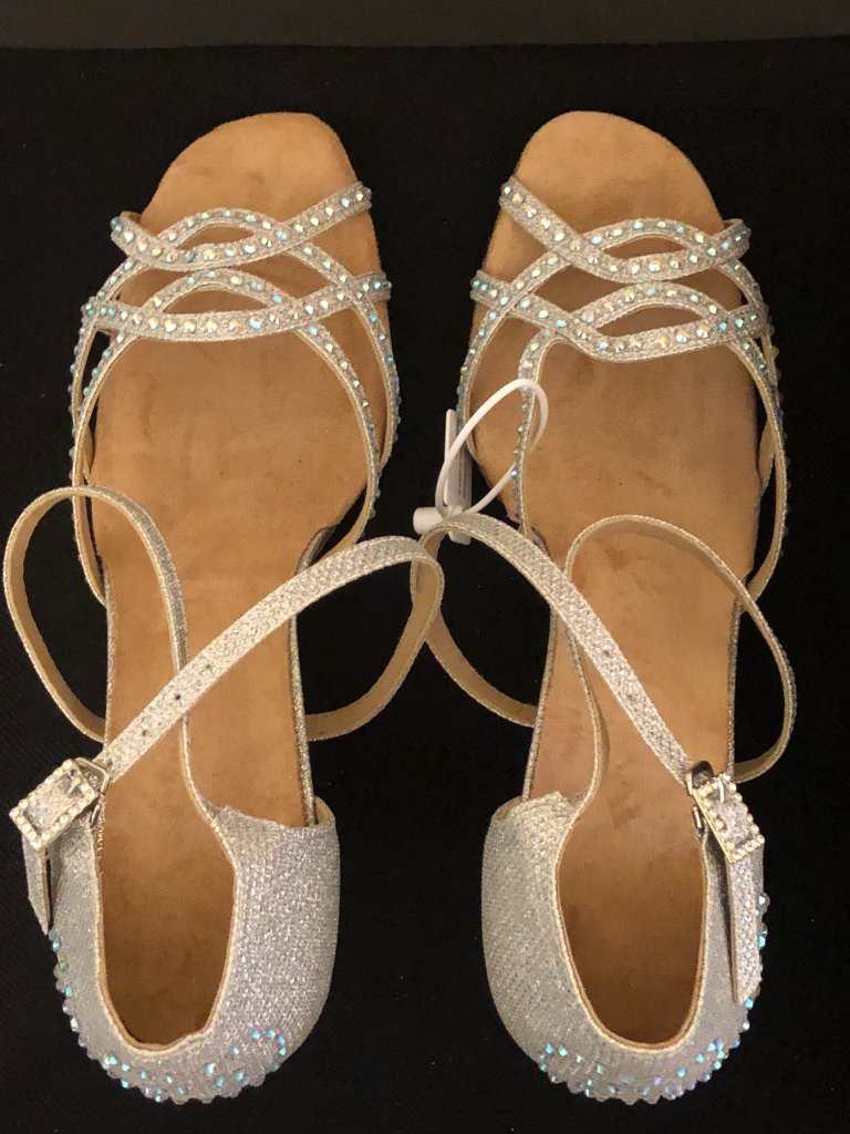 Danceandsway Silver Rhinestone Ballroom Dance Heels Shoes Sz 11 Eu 43 — image 4 of 7